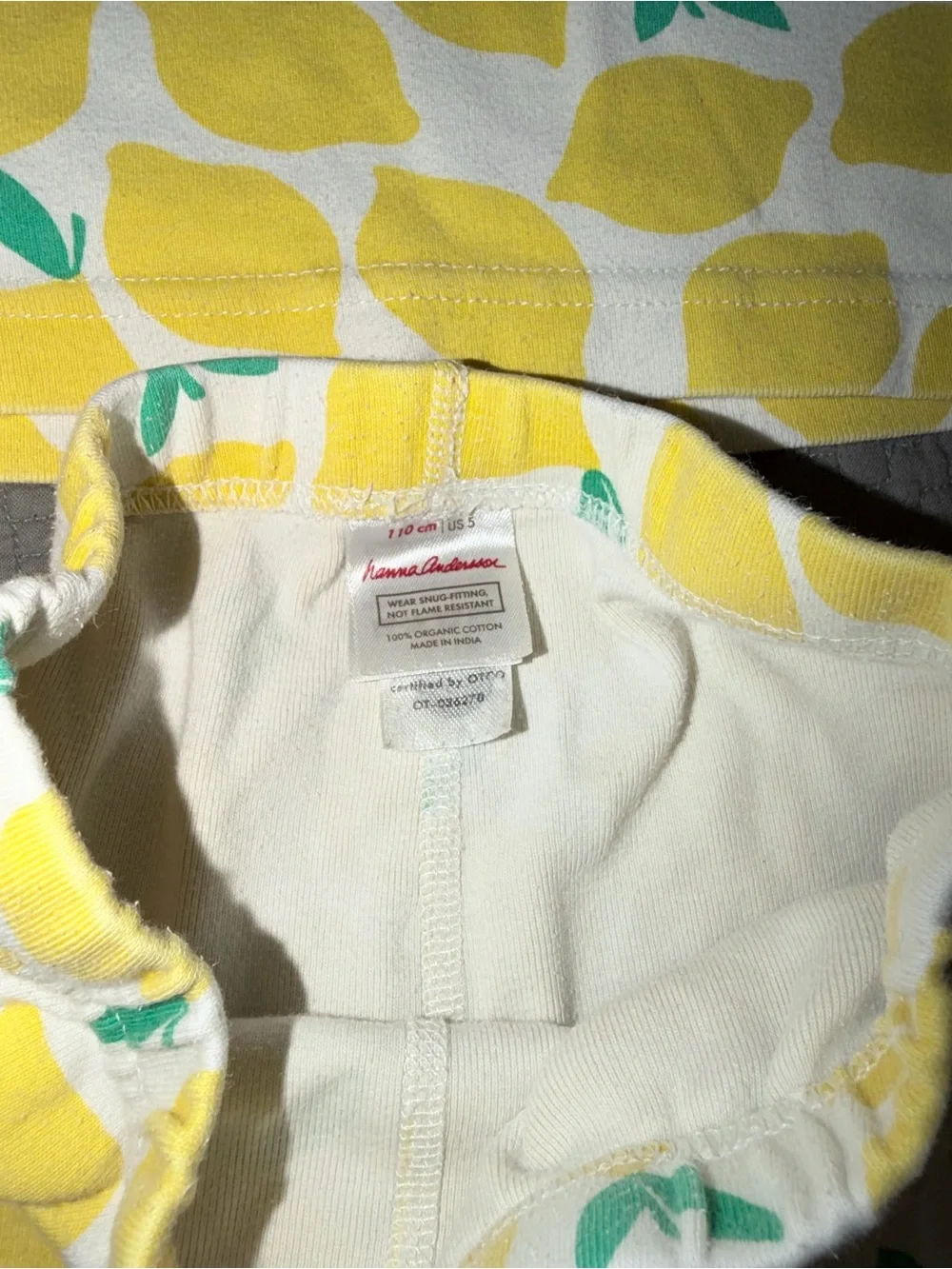 Hanna Andersson Yellow Lemon-Print Short Sleeve Pajama Set Organic Cotton